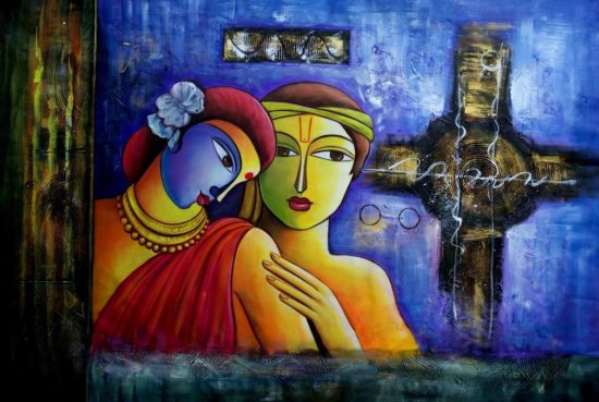 Radha Krishna Acrylic Paintings