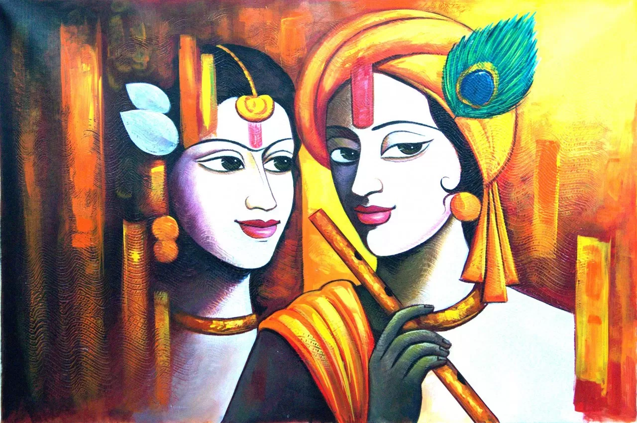 Radha Krishna Painting - Canvas Prints by Haidar Babo | Buy Posters,  Frames, Canvas & Digital Art Prints | Small, Compact, Medium and Large  Variants