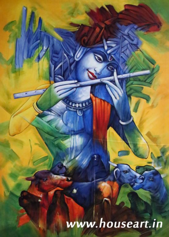 Color Lithograph of Murlidhar Krishna